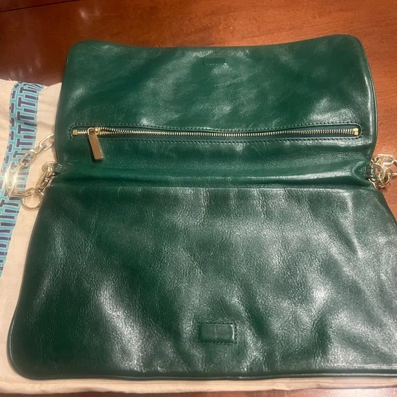 Tory Burch Forest Green Clutch with Gold Accents - Picture 2 of 4